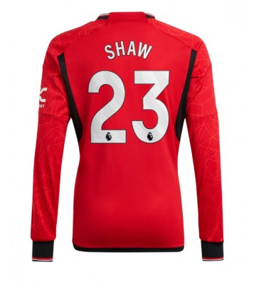 Manchester United Luke Shaw #23 Replica Home Stadium Shirt 2023-24 Long Sleeve